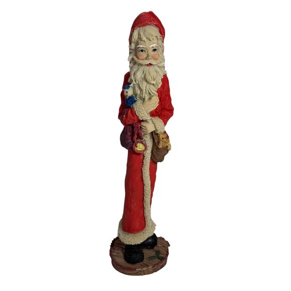 Vintage Pencil Slim Santa Claus 6” Old Folk Art Christmas Resin Figurine Decor - Picture 1 of 9